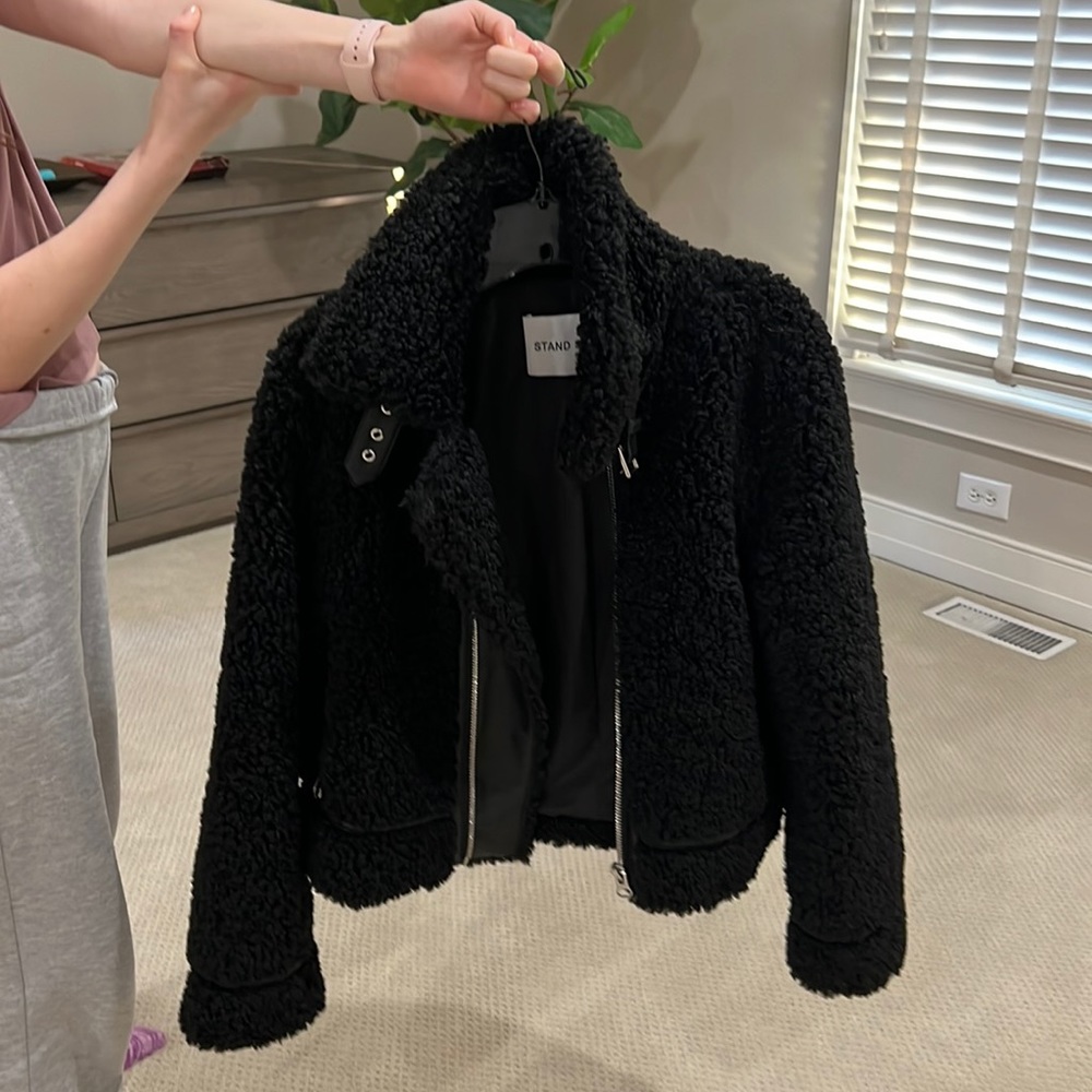 Stand Studio Cropped Shearling Jacket - image 1